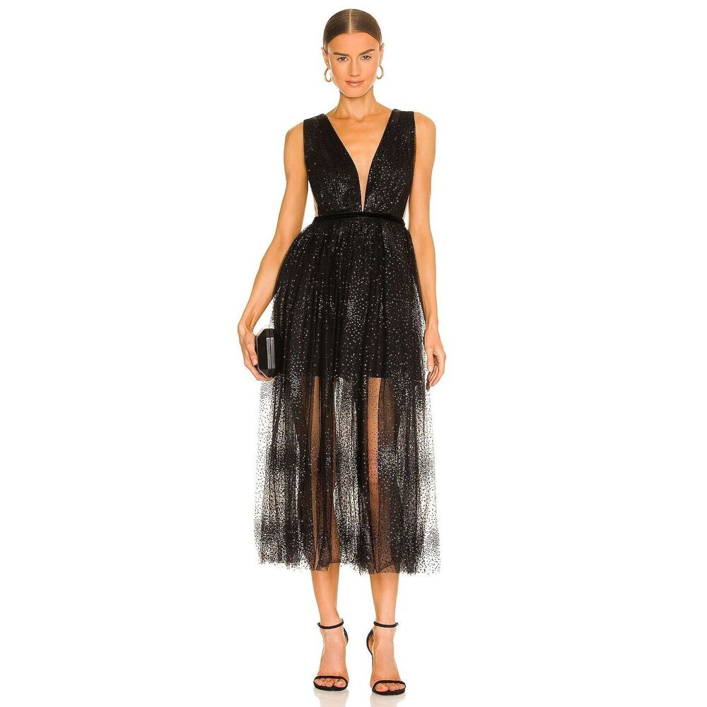 New *FLAW* SAU LEE Heather Tulle Dress in Black Size 6 REVOLVE MSRP $595